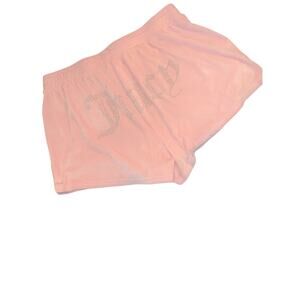 Juicy Couture Pink Velour Rhinestone Logo Lounge Shorts Y2K McBling XL